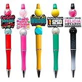 5PC Funny Bead Ink Ball Point Pens with Sayings for Adults Fun Sarcastic Humorous Hilarious Snarky Sassy Rude Sass Cool I May Be Wrong But I Doubt It Office Coworkers Stationery Gift for Women