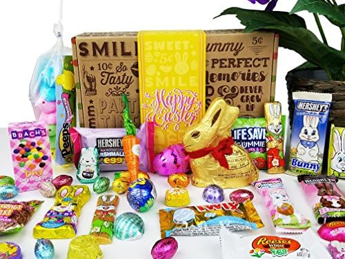 EASTER CANDY CARE PACKAGE (38 Count) EASTER GIFT BOX - Filled With Milk Chocolate Bunnies, Marshmallow Peeps, Foil Egg Candies, Jelly Beans + More! PERFECT For Girls Boys Kids College Students Adults
