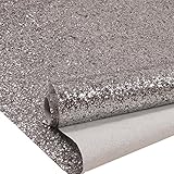 Silver Chunky Glitter Wallpaper, Sparkly Glitter Fabric Wall Paper,Bling Wallcovering (27in x 16.4ft （One Roll）)