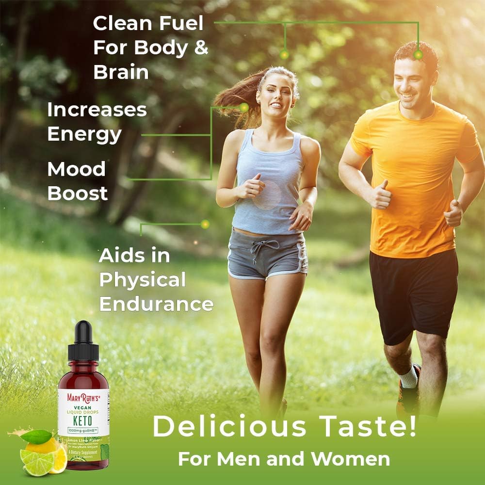Vegan Liquid Keto goBHB Drops - No Pills Keto Diet by MaryRuth's - Beta-Hydroxybutyrate Supplement - Vegan - Fat Burning - Promotes Weight Loss - Speed Up Ketosis - Lemon/Lime Flavor - Non-GMO - 2 oz: Health & Personal Care