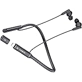 Promise A12 Neckband Bluetooth Earbuds – Wireless Headphones with Built-in Type-C OTG Connector, 60H Playtime, Fast Charging, Noise Cancelling, Magnetic & Lightweight Around-The-Neck Fit (Silver)