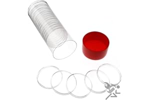 OnFireGuy Plastic Capsule Tube with 20 AirTite Coin Holders, Red Lid, Coin Storage Tube & Holders for 1oz Silver Eagle, Panda, Libertad, Kangaroo