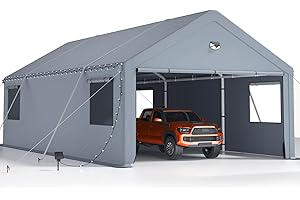 SANNWSG 2 Car Carports 20x20 Heavy Duty,Portable Garage with 180g Removable Side Walls&Doors, All Weather Shelter Shed Canopy with Reinforced Steel Poles for Cars&SUVS, Trucks, Boats, and Automobiles(2 Box)