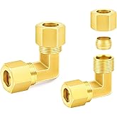 ChillWaves Brass Compression Tube Fitting, 5/8" OD x 5/8" OD 90 Degree Elbow Compression Union Connector(2-PACK)
