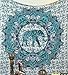 Turquoise Green Elephant Tapestry Wall hanging Elephant Tapestries Hippie Tapestry Mandala Tapestries Wall Tapestries Bohemian Tapestries in Teal Aqua Indian Tapestry Wall Hanging by Jaipur Handloom