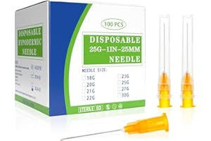 VAOKIN 25 Gauge 1 Inch Needle Disposable Lab Supplies, Individual Package, Pack of 100