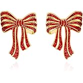 Bow Stud Earrings Christmas Earrings - Trendy Elegant Bowtie Earrings Bow Earrings for Women Lightweight Hypoallergenic Christmas Jewellery Gift for Party Wedding Holiday