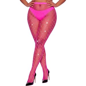 ZINTEDI Plus Size Black Fishnet Stockings for Women High Waist Sparkly Fishnet Tights