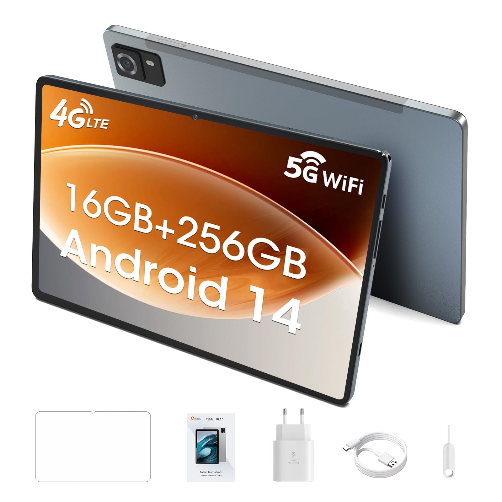 Photo 1 of CWOWDEFU Tablet with SIM Card Slot,10-inch Tablet Android 14,4G LTE Tablets and Phone (Make Calls),16GB RAM,256GB ROM (TF up to 1 TB),GSM Unlocked,Phablet,6000 mAh,GPS,Octa-Core(Grey)