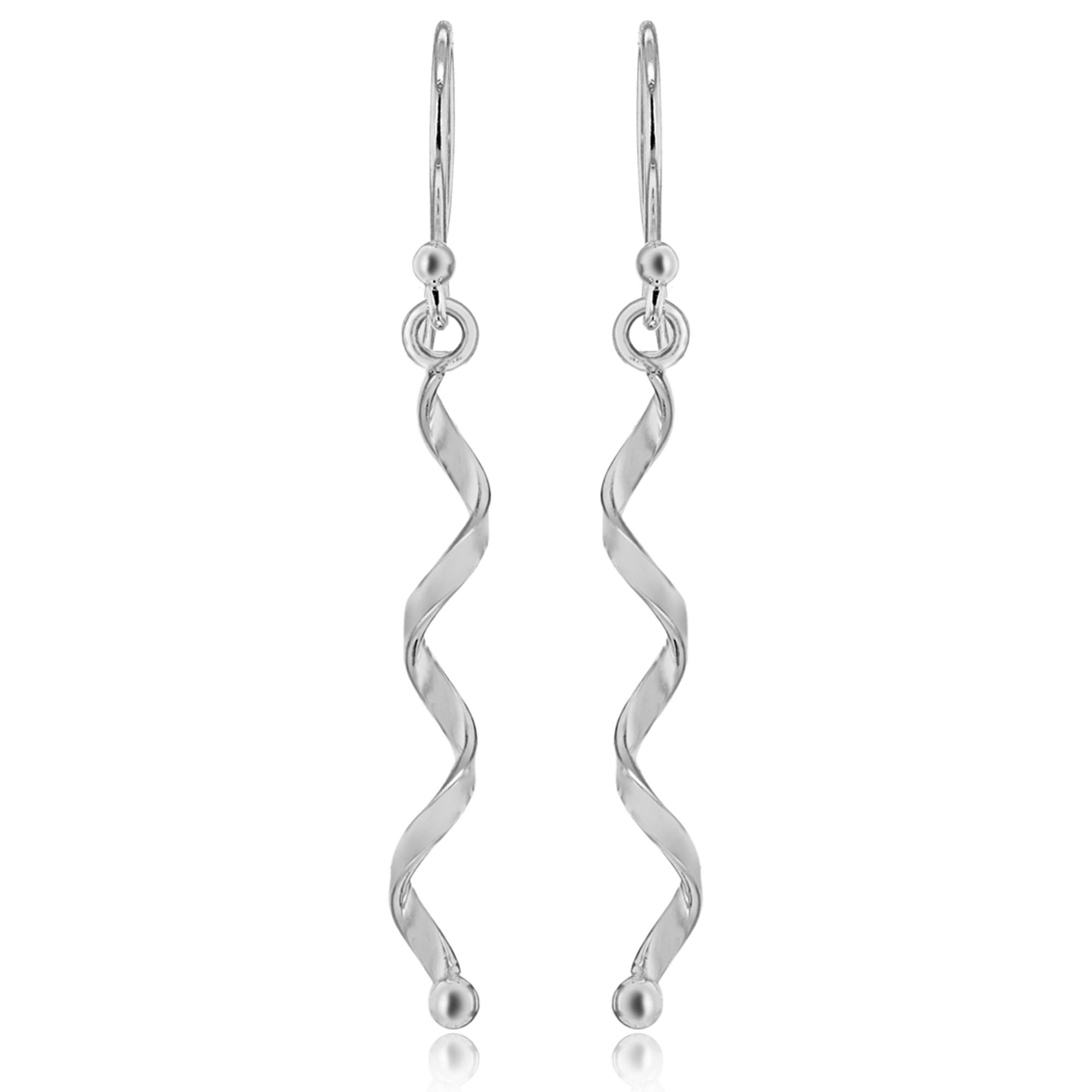 Tuscany Silver Women's Sterling Silver Twist Wire Spiral Drop Earrings