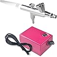 HUBEST Airbrush Makeup System kit with Mini Compressor Beauty Face Paint Kit 0.4mm Needle and Nozzle Nail Body Paint Set Cosmetic 3 Level Pressure Adjustable