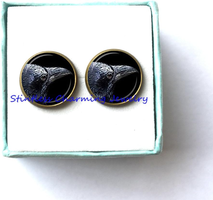 Raven Earrings Black Raven Earrings Bird Jewelry Bird Lover Gift Black Gray Silver Earrings Black Raven Skull Earrings Raven Skull Earrings Earrings Bird Crow Skull raven skull Earrings crow skull Ea