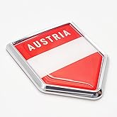 Overdecor Austria Flag Decal Stickers Car Emblem Austrian Car Accessories Decorations Chrome Shield Flag Sticker Decals for Cars Truck Vehicles, 2 Pack
