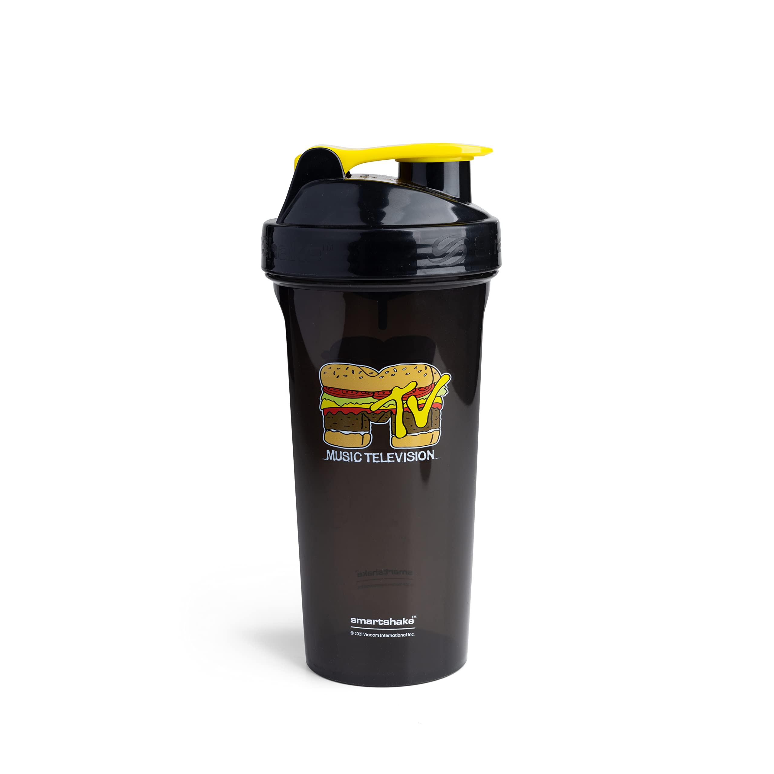 Smartshake Lite MTV Hamburger Logo Shaker Bottle (800 ml / 27 oz) | Durable Design and Easy to Clean Water Bottle | Leakproof, BPA Free & DEHP Free