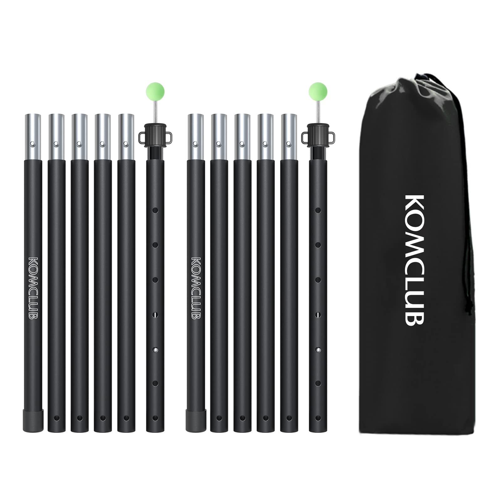 KOMCLUB Tent Poles Adjustable Lightweight Camping Tarp Poles 82.68 in Aluminum Alloy Telescoping solar sail poles for Awning Canopy Tent Tarp Hiking Light Weight and Easy to Carry (2PC & Black) — image 1