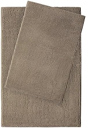 [CHENILLE UPDATE]Chenille Bathtoom Rugs and Mats Sets Bath Tub Mats Non Slip Rug Absorbent Washable Mat Microfiber Grey 16.5"x24.4"+20"x30"