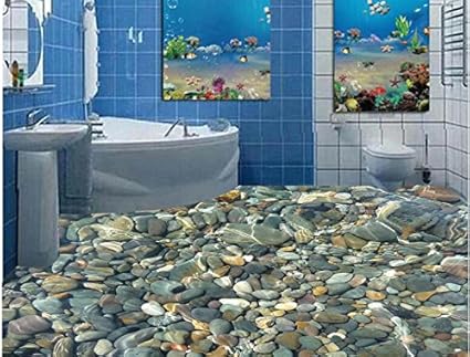 Buy Akira Plastic 3d Waterproof Self Adhesive Water Pebble Floor