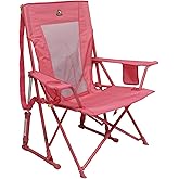 GCI Outdoor Comfort Pro Rocker Camping Chair | Portable Folding Rocking Chair with Durable Armrests & Drink Holder — Blush
