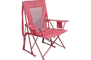 GCI Outdoor Comfort Pro Rocker Camping Chair | Portable Folding Rocking Chair with Durable Armrests & Drink Holder — Blush