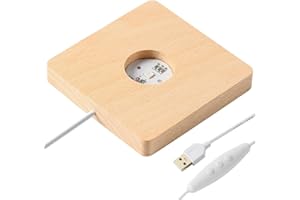 IFOLAINA Wood Light Base Small Wooden LED Display Stand 10 Multicolor Changing Square Lighted Up Adjustable Brightness Stand for Illuminate 3D Crystal Ball Glass Art