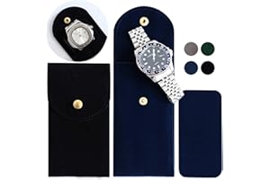 Besforu 4 PCS Watch Travel Case for Men and Women Portable Velvet Watch Pouch Watch Storage Bag and Organizer (2BLACK+2BLUE)