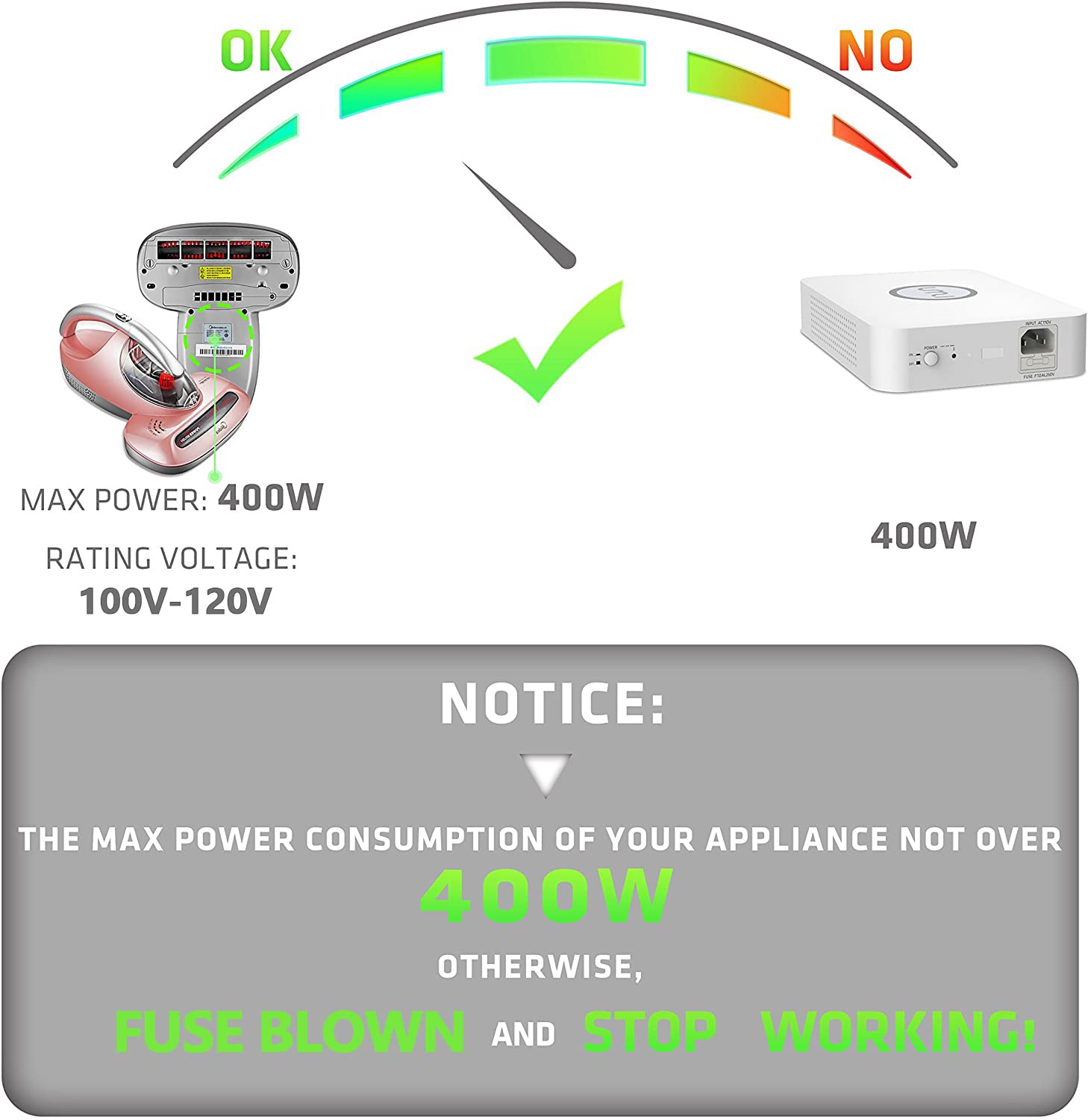 UMI Step Down Voltage Converter, 220V to 110V, 500W, Good Transformer for Overseas Travel