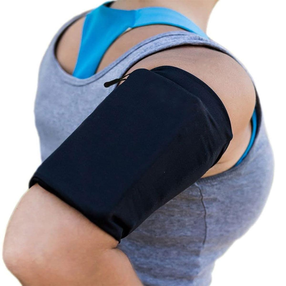 MMOBIEL Phone Holder for Running Stretchable - Size L - Armband 12 to 15 inch Arm Circumference - Sports Armband Arm Phone Holder for Running, Cycling and Other Sports for All Phones - Black