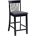 Linon Torino Collection Craftsman Counter Stool, 17.25"W x 19.5"D x 37"H, Black