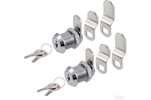 WOOCH Cabinet Cam Lock, 5/8 Inch Keyed Alike Cam Locks Secure File Drawer Door Mailbox Tool Box Dresser RV Cylinder Replacement Lock Hardware, Fits on 1/2" Max Panel Thickness (2 Pack) Chrome Finish