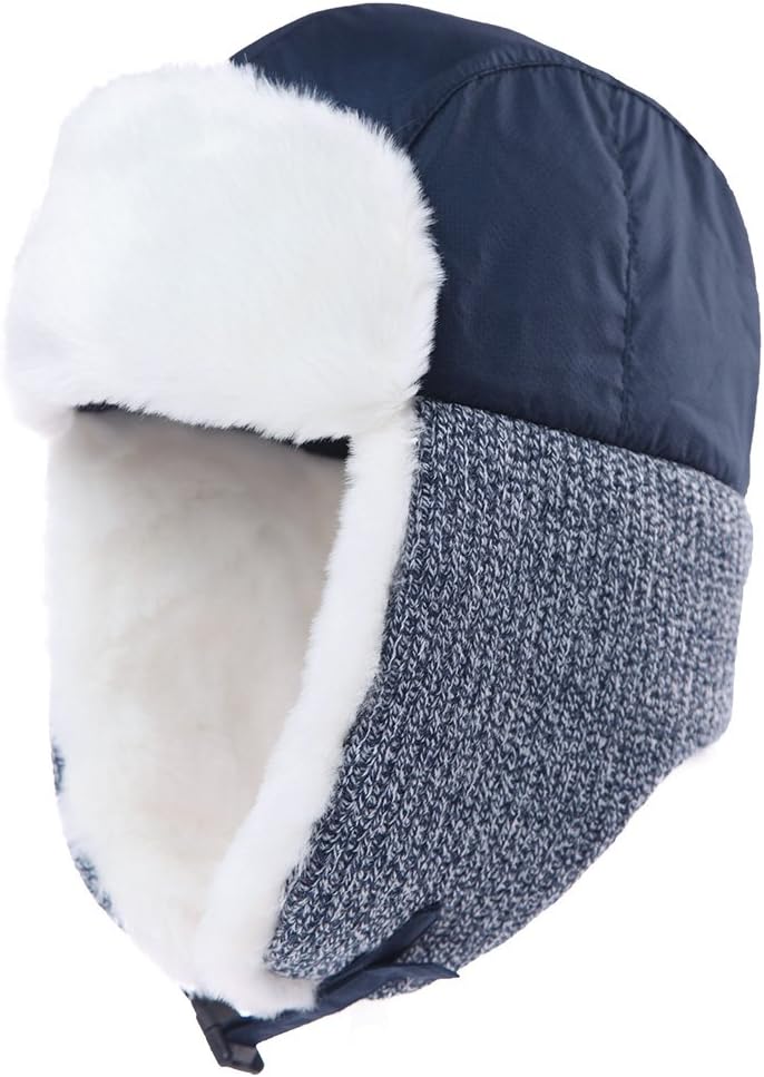 SIGGI Faux Fur Trapper Hat for Men Cotton Warm Ushanka Russian Hunting Hat