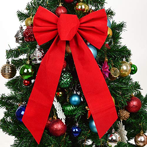 Artiflr 8 Pack Red Velvet Christmas Bow, 9.5 X 17.2inch Large Holiday Red Bow for Christmas Wreath Christmas Tree Xmas Garland Window Wall Large Gifts - Thumbnail 6
