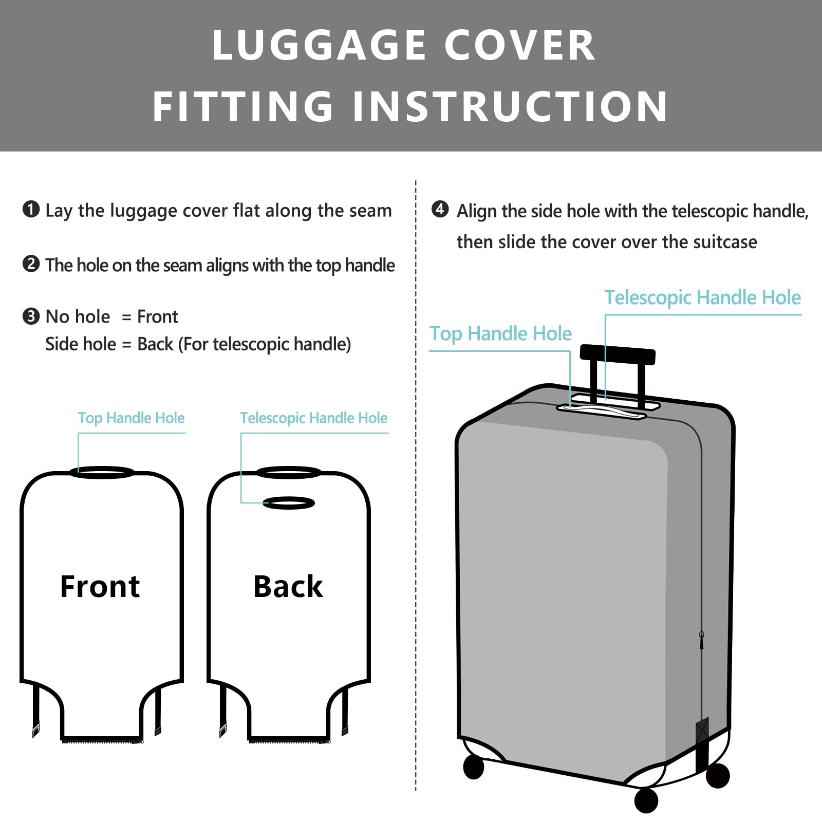 TRAVELKIN more than travel Luggage Cover Washable Suitcase Cover Protector Anti-scratch Suitcase cover Fits 18-32 Inch Luggage (S)