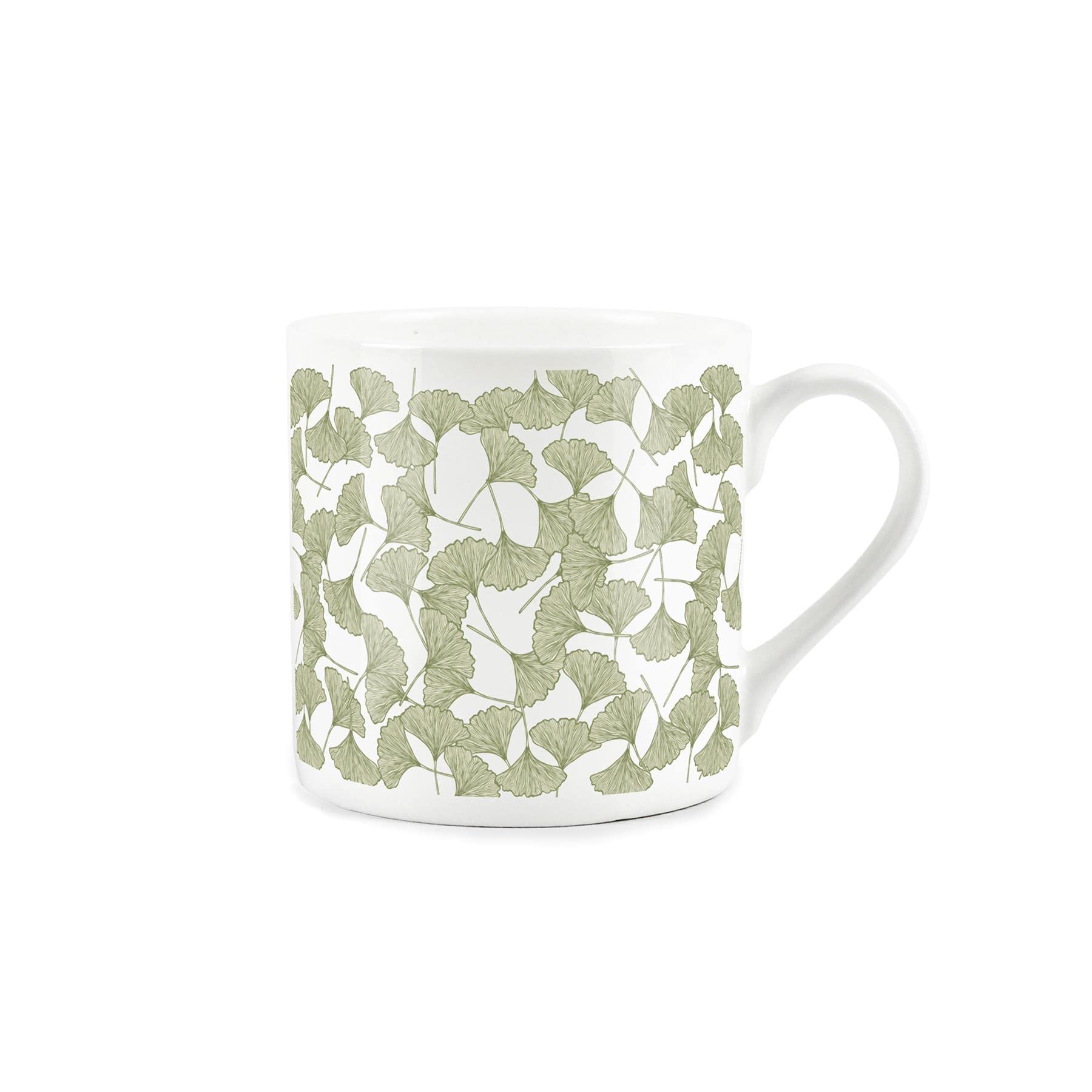 Purely Home Vintage Ginkgo Biloba Leaves - Fine Bone China Mug White Coffee/Tea Present Gift