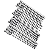 Yakamoz 16Pcs Long Magnetic Screwdriver Bit Set, 1/4" Hex Screw Driver Bits | 4-in-1 Multi Long Screw Driver Bits,Hex Head Allen Wrench,Torx Security,Cross Phillips &amp; Flat Head Slotted Tip,S2 Alloy Steel