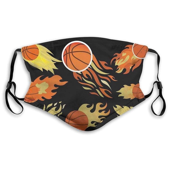 Comfortable Printed mask, Cool Basketball with Flame