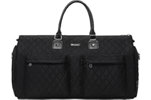 Womens Convertible Garment Bags for Travel, Modoker Waterproof Carry On Garment Bag Garment Duffel Bag - 2 in 1 Hanging Suitcase Suit Travel Luggage Bag, Black