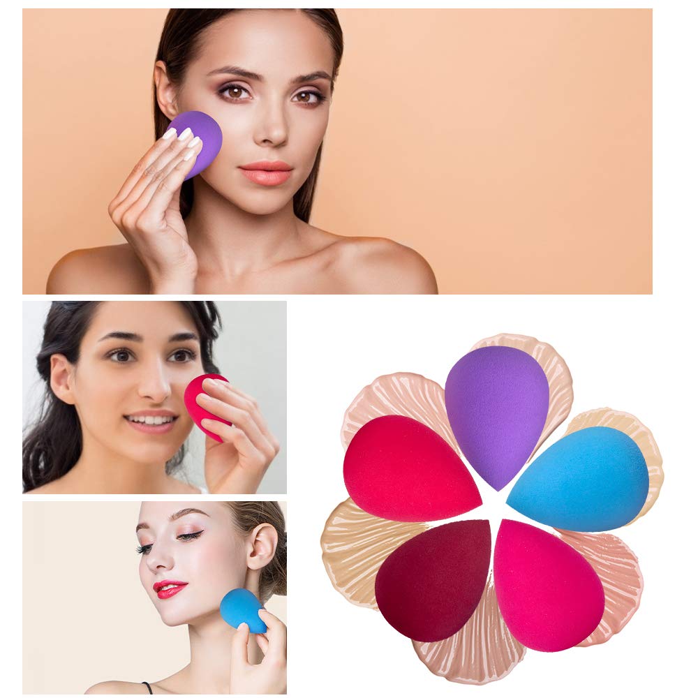 Premium 5PCS Makeup Sponge Blender, Latex Free Blending Foundation Sponge, Flawless for Powder, Cream and Liquid, Multi-Colored Makeup Egg : Beauty