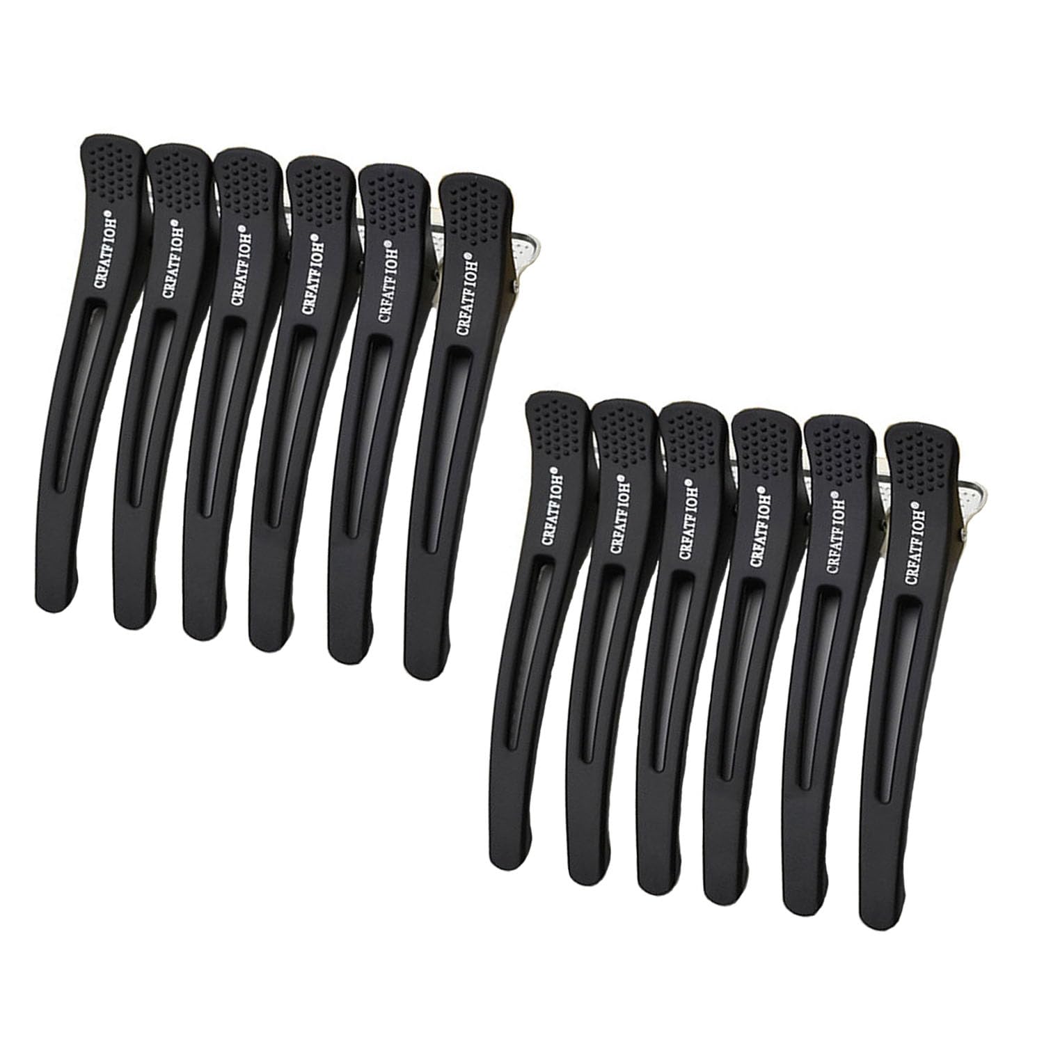 12 Pcs Hair Clips for Styling Sectioning Non Slip No-Trace Duck Billed Hair Clips with Silicone Band Hair Roller Clips Home Hair Cutting Clips for Hairdresser Women Men (Black)