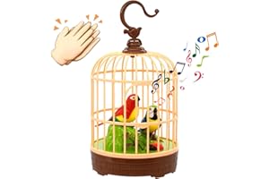 HWD Voice-Activated Induction Birds Birdcage Toy, Talking Chirping Fluttering Parrot Birds Toys Gifts for Baby Toddler Kids Children (A)