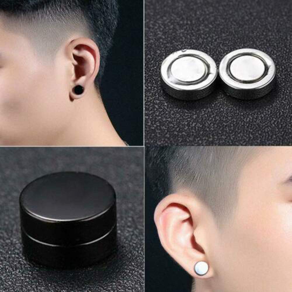 WAINIS 12 Pairs Stainless Steel Non Pierced Magnetic Earrings for Men Women CZ Clip on Dangle Magnet Earrings Set