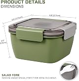 Greentainer 52 OZ Salad Container 3-Compartment BPA-Free Army Green view 7