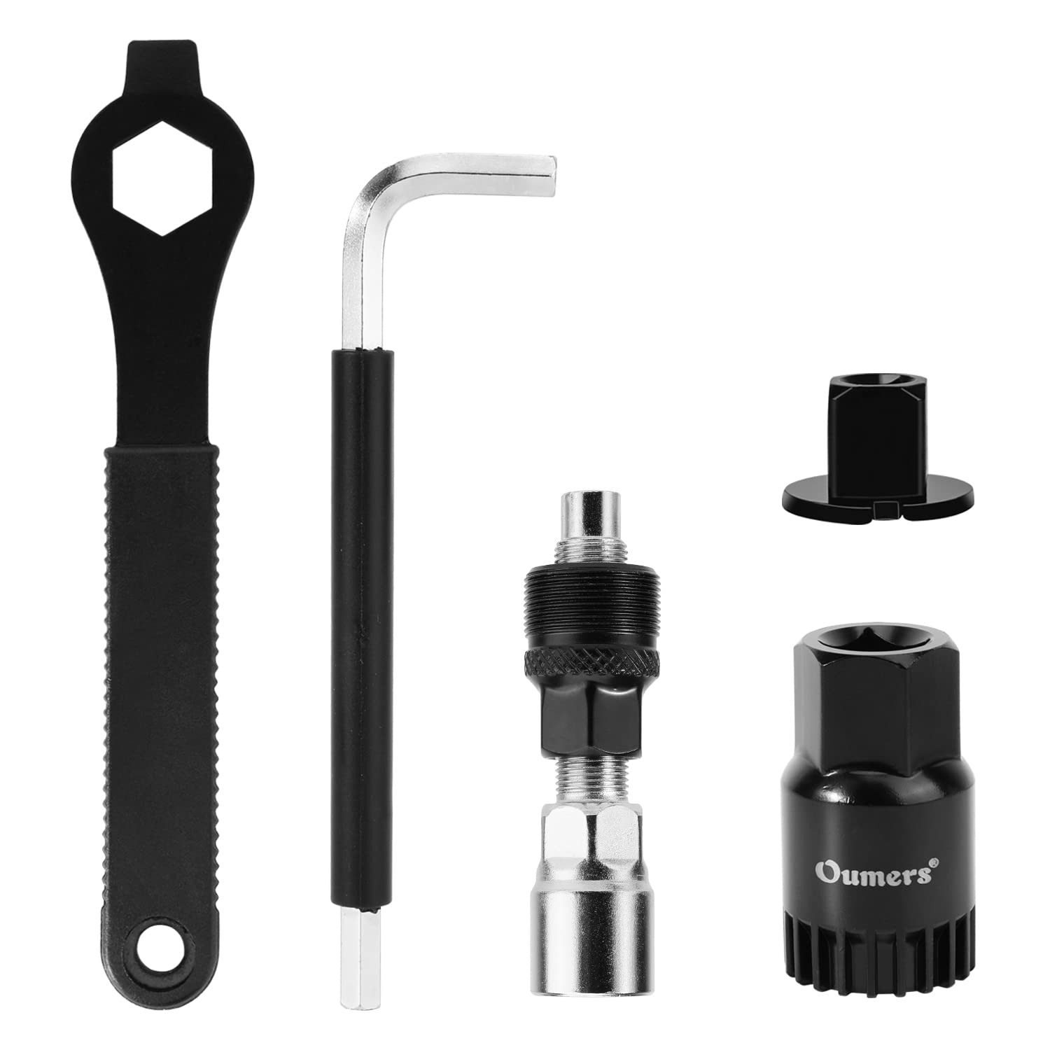 Oumers Bike Crank Puller, Bike Crank Arm Remover,Bottom Bracket Remover,Allen Key Wrench,Square Head with Auxiliary Wrench, Bicycle Crank Extractor Tool Crankset Arm Extractor Repair Tool Set