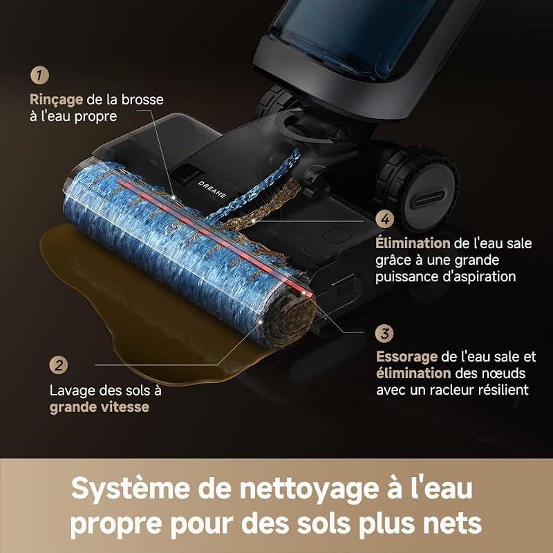 H14 Dual 5-en-1 Aspirateur Laveur, Solution à Rapport Intelligent