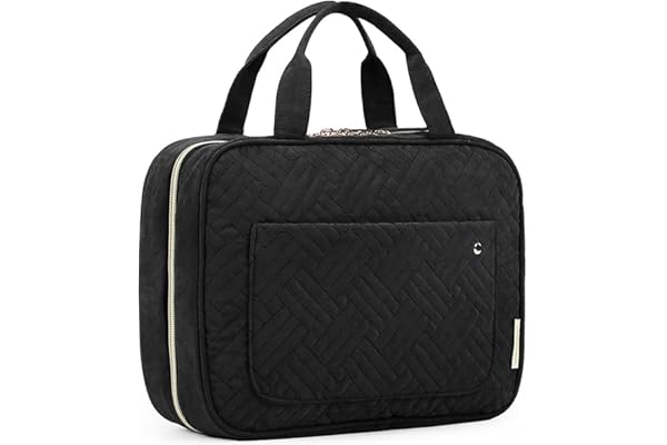BAGSMART Toiletry Bag Travel Bag with Hanging Hook, Water-Resistant Makeup Cosmetic Bag Travel Organizer for Accessories, Sha