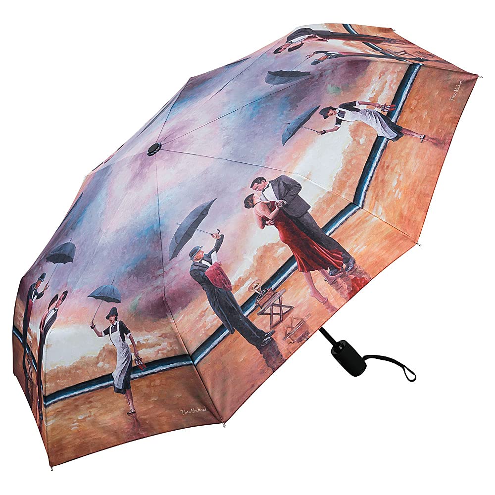 VON LILIENFELD® Folding Pocket Umbrella Automatic Opening and Closing Windproof Mini Slightly Stable Art Theo Michael: Hommage to the Singing Butler, Multicolored, 30/90, Folding Umbrella