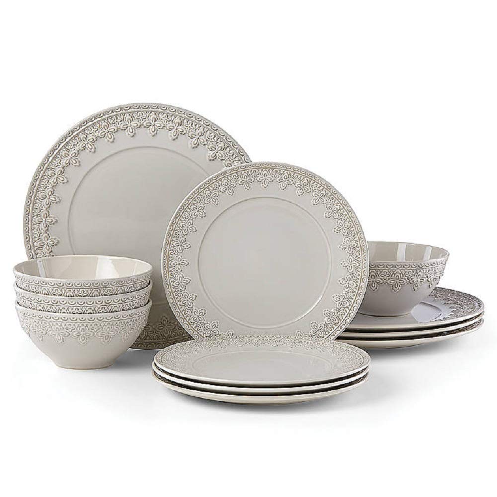 Lenox 885615 Chelse Muse Fleur Grey 12 Piece Set