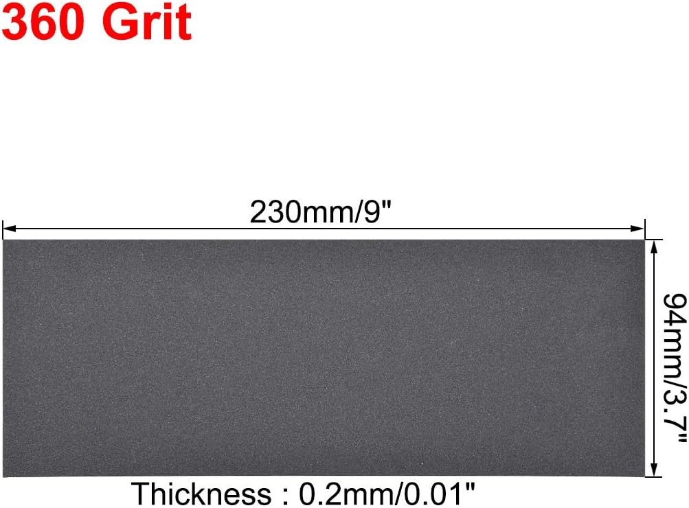 sourcing map 360 Grits Sanding Sheets 9-inch x 3.6-inch Wet Dry Silicon Carbide Sandpaper for Wood Furniture Metal Polishing 5pcs - Image 4
