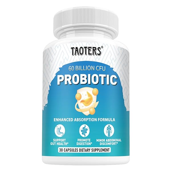 TAOTERS PROBIOTICS FOR DIGESTIVE HEALTH, 60 BILLION CFU – 10 STRAINS | PREBIOTICS AND PROBIOTICS – IMMUNE & GUT HEALTH FOR WOMEN & MEN | SUPPORTS PH BALANCE, DIARRHEA, GAS & BLOATING | 30 CAPSULES