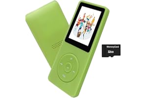 ARUNGO MP3 Player 32GB with Speaker Earphone Portable Mini Green Music Player Support Voice Recorder E-Book 1.8 inch HD Screen Support up to 128GB