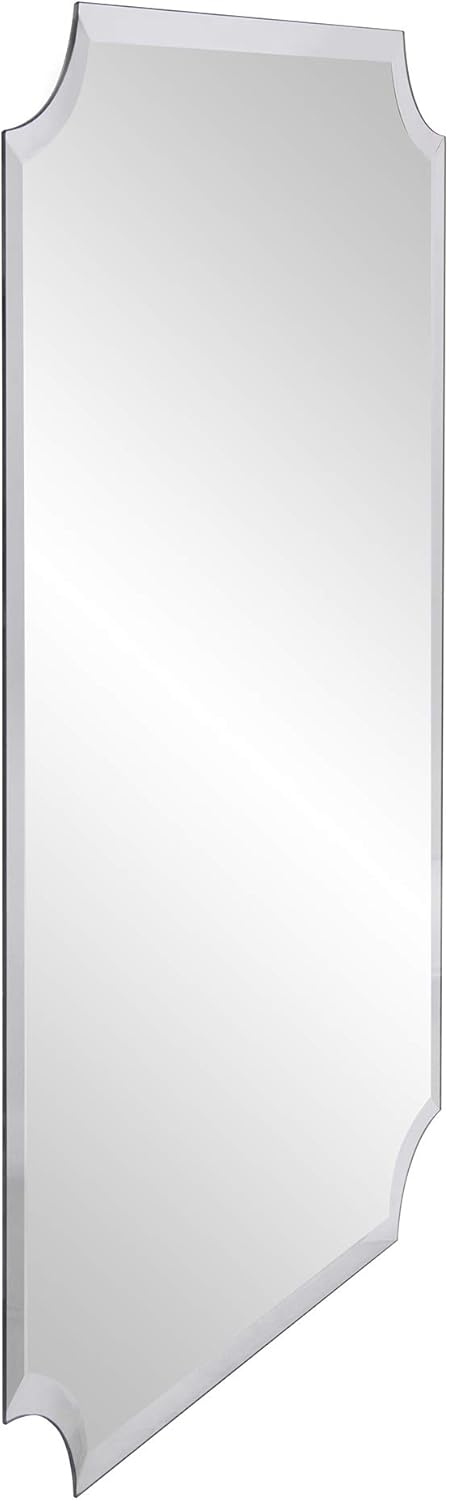 Howard Elliott Frameless Scalloped Hanging Wall Mirror, Rectangle (24 x 36 Inch), Silver - Bathroom, Vanity, Bedroom: Home & Kitchen